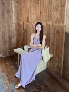 Elegant French Initial Summer Dress Womens H-Line Midi Skirt Conceal Waist Slimming Beautiful Tea Break Gown Ins Style No Sleeve