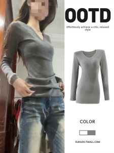 SUHUIQIAN | V-Neck Thickened Long Shirt