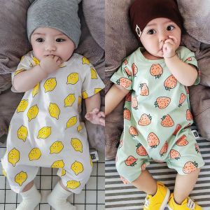 Summer Short Sleeve Cotton One-Piece Romper Men and Women Baby Air Conditioning Clothes Pajamas Jumpsuit