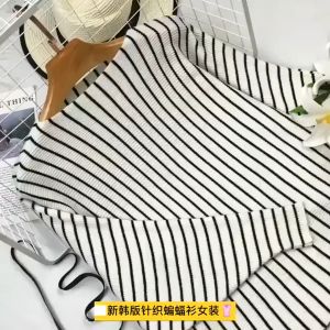 Elegant Pullovers for Women Fashion Casual Long Batwing Sleeve Slash Neck Loose Sweaters Knitted Stripe Tops Spring Autumn New Womens Sweater