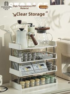 Transparent Multi-Functional Office Tea Room Snack Storage Rack Display Stand Tea Bag Organizer Desktop Shelf Versatile Holder