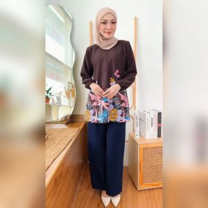 KM Fateema Blouse Long Sleeve Wanita Baju Women Long Blouse [B3083 Design E F]