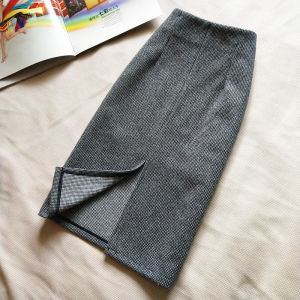 High Waist Mid-Length Slimming Asymmetrical Hem Tweed Skirt Womens Autumn Winter Short Skirt Wrap around Skirt Winter Half Skirt