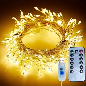 3/6/9/12M LED Copper Wire Firecracker Light String USB with Remote Control Suitable for Wedding Party Festival Decoration