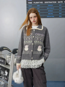 unifree | Áo Cardigan Len Nữ Họa Tiết Fair Isle Ấm Áp