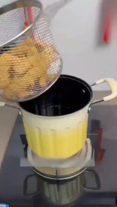 3L Gradient Color Fried Chicken Shop Deep Fryer Household Fried Pot With Lid Non-stick Frying Pan Kitchen Accessories