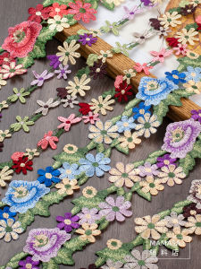 Colorful Embroidered Flower Trim DIY Handmade Hanfu Cheongsam Bag Fabric Accessories Water Soluble Lace Edging Chinese Style