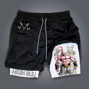 Bandai | Summer Y2k New Dragon Ball Majin Anime Mens Shorts Gym Quick-drying Pants Double-layer 2-1 Compression Sports Basketball Shorts