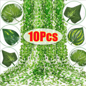 10pcs 2.4M Artificial Ivy Leaves Garland Orgaments / Silk Green Leaf Ivy Vines / DIY Decorative Wreath for Festival Wedding Party