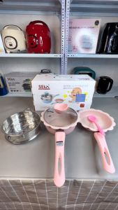 Bộ Nồi Chảo Kèm Xưởng Hấp INOX 304 Nấu Đồ Ăn Dặm Cho Bé Chính Hãng SEKA - Bồ Nồi Chảo 3 Món Chống Dính Phủ Ceramic Kèm Xưởng Hấp Inox - VinhBuiStore