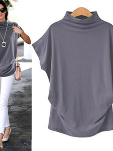 Turtleneck Blouse Summer Solid Shirts Turtleneck Shirt Summer Pure Color Shirt