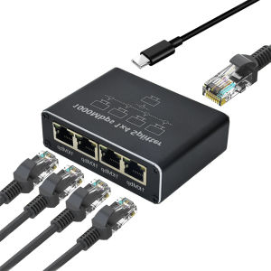 Bộ chia Ethernet Gigabit 1000Mbps 1 đến 2/3/4 RJ45 LAN Internet Splitter cho Máy tính/Hub/Switch/Router/Set-Top Box/TV kỹ thuật số