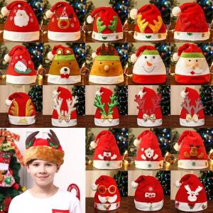 Cute Plush Christmas Hat Santa Claus Elk Hat Multiple Styles New Year Party Decoration Xmas Gift For Adults Kids