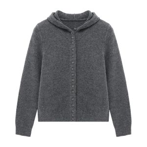 Basic House | Wool Hooded Sweater Casual Versatile Knit Cardigan