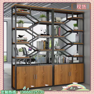 Industrial Style Iron Art Bookshelf Display Cabinet Lightweight Luxury Living Room Office Floor Standing Decorative Shelf