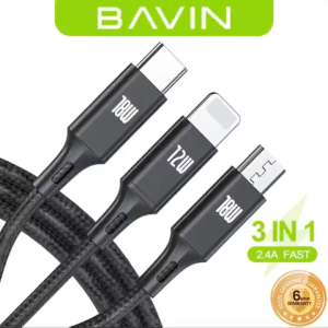 BAVIN CB076 3 in 1 Quick Charge Fast and Strong Nylon Braided Cable for Micro / iPh / Type-C