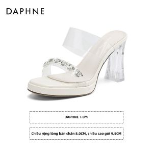 Daphne | Dép Nữ Gót Cao Pha Lê Trong Suốt Kiểu Pháp