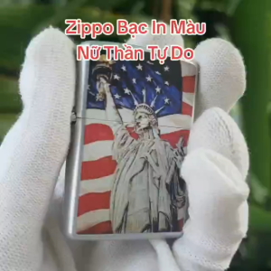Bật Lửa Zippo Bạc Nhám Nữ Thần Tự Do Mới Đời A-24 ( Tặng Kèm Đá Bấc) Hộp Quẹt Zippo Sưu Tầm