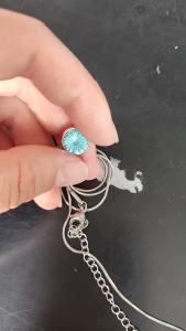 Anime Jujutsu Kaisen Satoru Gojo Transparent Invisible Fishing Line Blue Six Eyes Round Zircon Crystal for Women Charm Love Collares Chain Clavicle Jewelry Christmas Gift