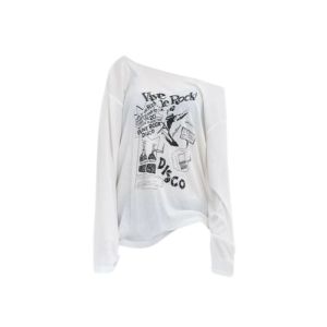 YUEZHONGWEI | American Style Letter Print One Shoulder Long Sleeve Thin Summer Top Women Loose Cover Shirt T-Shirt Creative Commute Style