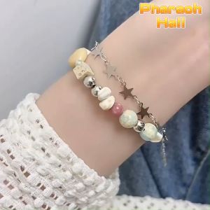 【Pharaoh🎀COD】Gelang Bintang Mutiara Manik-manik Gelang Niche Ins Desain Sense Aksesoris Gelang Zirkon