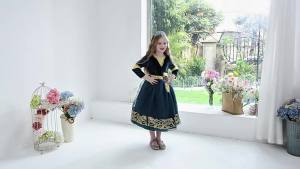 Brave Merida Dress Girls Princess Theme Party Costume Long Sleeve Green Elegant Gown Kids Halloween Cartoon Role Playing Outfits