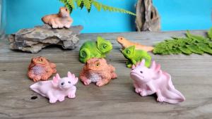 Simulated Lizard Chameleon Axolotl Toad Model Gift Resin Craft Miniature Figure Tiny For Bonsai Microlandscape Garden Decor