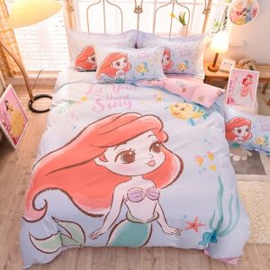 Kuromi 100% Pure Cotton Three Lillies Four-Piece Bedding Set Single Duvet Cover Student Dormitory Bedding Cartoon Pattern