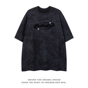 เสื้อยืดแขนสั้นพิมพ์ลาย MOISHE TIDE ทรงหลวม สำหรับผู้ชายและผู้หญิง ฤดูร้อน 2025 คอกลม ปกติ แขนสั้น แฟชั่น