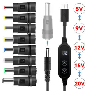 Type C To DC PD Adjustable Wire with Adapter 5V/9V/12V/15V/20V Boost Line 8 Adapters Charging Converter for Wifi Router Laptops
