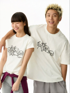 JNXS | American Retro Dog Print Short Sleeve T-shirt