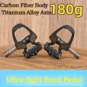 New KINAN Bicycle Locking Pedal About 198G 94x69MM Carbon Fiber Body Titanium Alloy Golden Axis With Tools For Road Bicycles