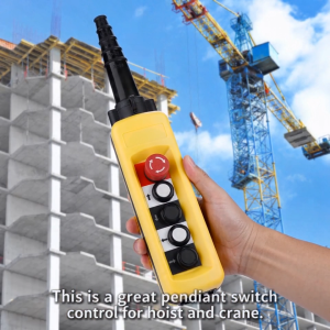 Crane Chain Hoist Push Button Switch Lifting Pendant Controller 4 Buttons Yellow