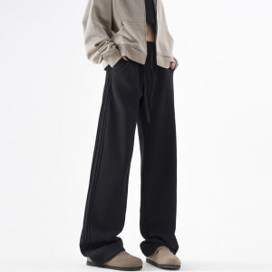 BWKA | Thick Fleece Warmth Straight Leg Loose Wide Leg Drop Crotch Sweatpants