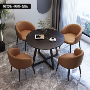 Luxurious Rock Surface Dining Table And Chair Set for Tea Shop Balcony Small Apartment Circular Table And Chair Combination