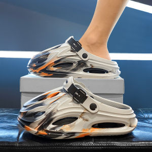 Mens Summer Trendy Brand Clog Shoes Anti-Slip Wear-Resistant Beach Sandals Casual Slip-On Slippers Comfortable EVA Material