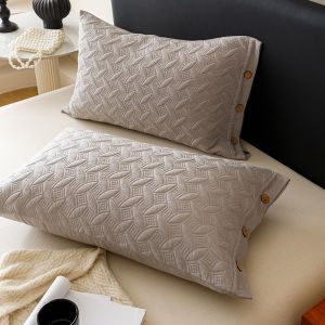 SUNLIGHT HOME 1 Pair Thickened Linen Pillowcase 2 Pieces Luxurious Pillow Case With ButtonsSkin-friendly Pillow Cover