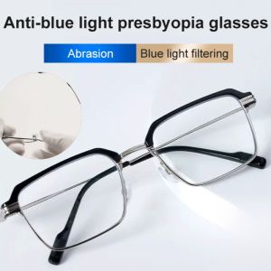 Lightweight Read Glasses Clear Vision Reduce Fatigue UV Blue-light Protection Anti Blue Presbyopic Glasses Anti-blue Light Reading Glasses Retro Half-frame Glasses Anti-blue Light Reading Glasses