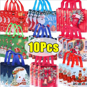 10/20 ชิ้น ถุงของขวัญคริสต์มาส / ถุงผ้าไม่ทอความจุขนาดใหญ่ / ถุงบรรจุภัณฑ์พิมพ์ลายซานตาคลอส ตุ๊กตาหิมะ กวางเอลค์ ถุงเท้าคริสต์มาส / ถุงของขวัญงานแต่งงาน ปีใหม่ งานปาร์ตี้คริสต์มาส