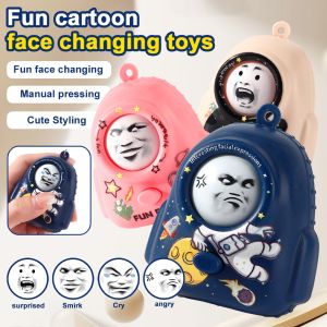 Schoolbag Face-Changing Decompression Toys For Children Press Face-Changing Emoticons Spaceman Backpack Quirky Pendant Keychain