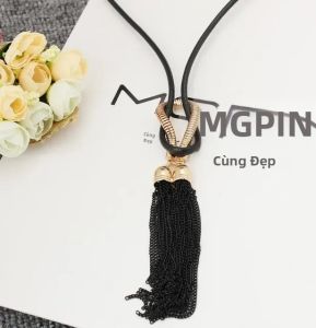 SUMENG | Vòng Cổ Mặt Dây Chuyền Hình Học Tua Rua Nữ Tính Thời Trang Dây Dài Phối Áo Len Hợp Kim Kẽm Acrylic Trang Sức Mùa Đông Quà Tặng