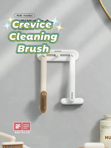 Ecoco 2in1 Cleaning Brush for Bathroom Kitchen Floor Corner Crevice Scrub Brush with Hair Clip