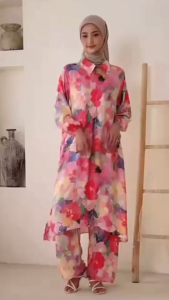 . Long Set Tunik Wanita Muslim Terbaru Mewah Murah Busui Frendly Lengan Panjang Terlaris Viral Best seller new Model Jumbo| Liona