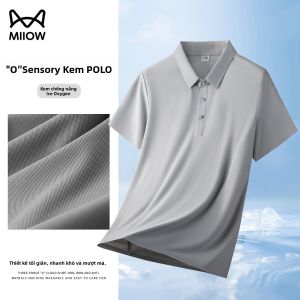 MiiOW | Áo Thun Nam Cổ Đứng Sang Trọng Mùa Hè Chống Tia UV Nhanh Khô Từ Lụa Băng Ốc Short Sleeve