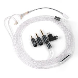 QKZ | QKZ Q7MAX CK5 Headset Game Silver-Plated Upgrade Cable 2.5 + 3.5 + 4.4 + Type-C + 2Pin Replaceable Cable Impostos Inclusos