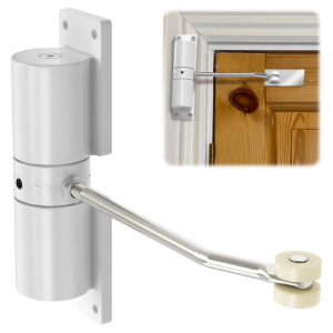 Heavy-Duty Automatic Door Closer Zinc Alloy Safety Spring Door Closer Adjustable 30kg Door Closing Hinge (White/Black)