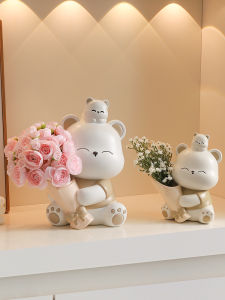 Modern Minimalist Bear Figurine Home Decoration Cute Birthday Gift Living Room Entrance TV Cabinet Desktop Decor Resin Craft