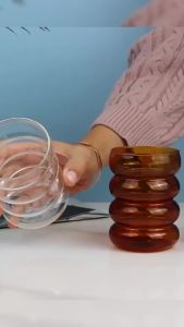 JeDa Better ถ้วยแก้ว ถ้วยกาแฟ ถ้วยนม ทรงลอนใหญ่ จับถนัดมือ glass cup มีสินค้าพร้อมส่ง