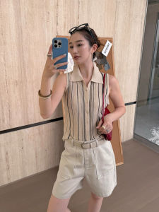 ZHILU | Áo Vest Knit Cổ Polo Phong Cách Vintage Đẹp Mắt