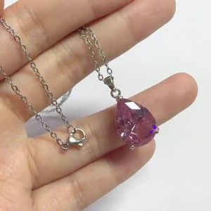 Huitan Gentle Pear Shaped Women Pendant Necklace Versatile Party Daily Fashion Accessories Inlaid Shiny CZ Sweet Daily Jewelry